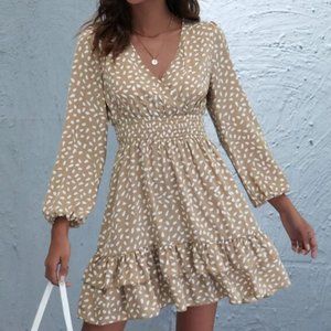 SOLD - Speckled Print Ruffled Mini Dress